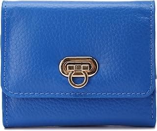 Egypt Small Golden Clasp leatherwallet Genuine High Quality leather Elegant Compact Mini Purse, Durable & Lightweight, Stylish Women'sWallet Gift [Blue]