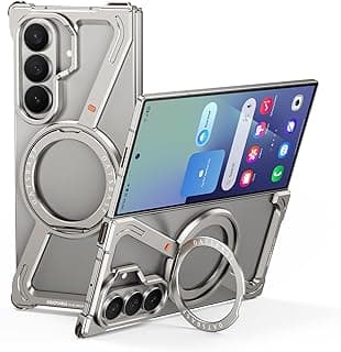 جراب هاتف مينيماليست من OATSBASF لسامسونج Galaxy Z Fold 7، مسند دوران 360 درجة، تصميم إطار معدني من الألومنيوم، غطاء حماية ضد الصدمات (تيتانيوم طبيعي)