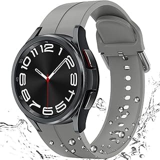 استيك سيليكون متوافق مع سامسونج Galaxy Watch FE, Watch 7/6/5/4 مقاس 40mm 44mm، Watch 6 Classic 43/47mm، Watch 5 Pro 45mm، Watch 4 Classic 42/46mm، استيك مرن - رمادي