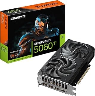 جيجابايت بطاقة رسومات جيفورس RTX 5060 Ti ويندفورس ماكس او سي 16G، 16GB 128-bit GDDR7، منفذ الملحقات الاضافية السريع 5.0، نظام تبريد ويند فورس، بطاقة فيديو GV-N506TWF2MAX OC-16GD