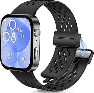 حزام سيليكون متوافق مع ساعة هواوي Watch Fit 3/Fit 4/Fit 4 Pro، حزام رياضي جيد التهوية بمشبك معدني مغناطيسي للرجال والنساء، سوار بديل ناعم سريع الفك