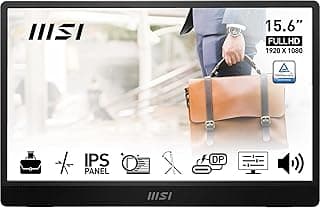 شاشة محمولة برو MP161 E2 15.6 بوصة FHD - لوحة بمعيار مقاومة للمياه 1920×1080، 60 هرتز، عملية (لكمبيوتر ولاب توب وموبايل)، مكبرات صوت معززة، إطار وحامل - كابل HDMI 2.0b ميني، 2 × USB نوع سي من ام اس اي