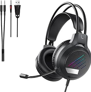 سماعة رأس جيمنج سلكية GM-2 بصوت محيطي 5.1 HD، مايكروفون HD، إضاءة LED ملونة، صوت ستيريو HiFi، مشغلات 50mm (أسود)
