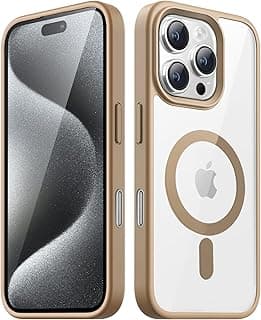 Magnetic Case for iPhone 16 Pro 6.3-Inch Compatible with MagSafe, Shockproof Phone Bumper Cover, Solid Color Matte TPU Frame, Anti-Scratch Clear Back (Desert)