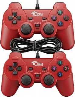 COUGAR-EGY USB Wired Gamepad for PC and Laptop, Dual Analogue Controller, 2 Pack, Model 2082 (Red)