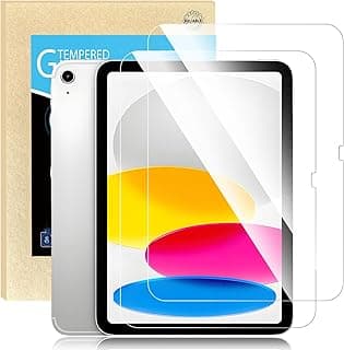 عبوة من 2 واقي شاشة زجاج مقوى لجهاز ابل iPad الجيل 10 2022 والجيل 11 2025، صلابة 9H، شفاف عالي الدقة، مضاد لبصمات الأصابع، تركيب بدون فقاعات، متوافق مع Apple Pencil
