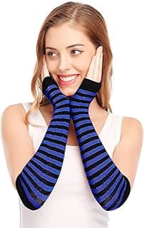 THE PACK Pair Winter Fingerless Long Knit Gloves Thumb Piercing Arm Warmer Gloves for Women Girls