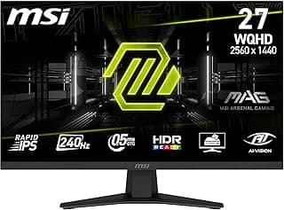شاشة جيمنج MAG 274QF X24 مقاس 27 بوصة WQHD - لوحة Rapid IPS بدقة 2560 x 1440، تردد 240Hz، استجابة 0.5ms، تدعم HDR، تقنية AMD FreeSync Premium، رؤية ذكية AI Vision، منفذ HDMI 2.0b، منفذ DPort 1.4، بدون حواف، قابلة للإمالة، متوافقة مع VESA