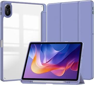 جراب لهواوي MatePad 11.5 2023 & 2024 مقاس 11.5 بوصة مع مكان مدمج للقلم، ظهر شفاف، ستاند ثلاثي الطي مقاوم للصدمات، خاصية النوم/الاستيقاظ التلقائي - بنفسجي