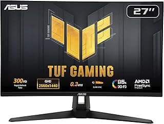 اسس شاشة العاب تي يو اف 27 انش 1440P (VG27AQM5A) - QHD (2560x1440)، 300Hz، تقنية IPS سريعة، مزامنة ضبابية حركة منخفضة للغاية، 0.3 مللي ثانية، مكبر صوت، 95% DCI-P3، شادو بوست، مركز عرض ويدجيت، ضمان 3