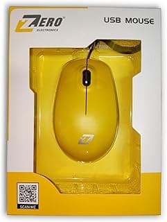 ماوس زيرو كومفورت بسلك USB و3 أزرار بدقة 1000DPI سهل التوصيل والتشغيل وعالي الأداء لسطح المكتب والكمبيوتر واللاب توب وويندوز/ ماك (ZR-225، أصفر)