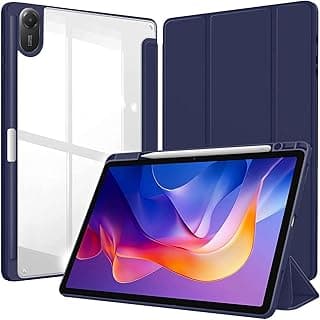 Case for Huawei MatePad 11.5 2023 & 2024 Released 11.5 inch with Built-in Pencil Holder, Clear Transparent PC Back, Shockproof Tri-Fold Stand Tablet Cover, Auto Wake/Sleep (Dark Blue)