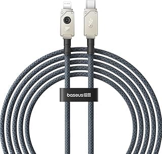 بيسوس كابل شحن سريع ونقل بيانات Unbreakable Series من Type-C إلى Lightning (20 وات - 2 متر) - أبيض ستيلر