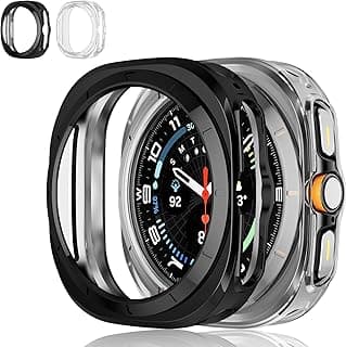 2X Case Compatible with Galaxy Watch Ultra 2025 Screen Protector Case Soft TPU Bumper for Galaxy Ultra Accessories (Black + Clear, Ultra 47mm - 2025/2024)