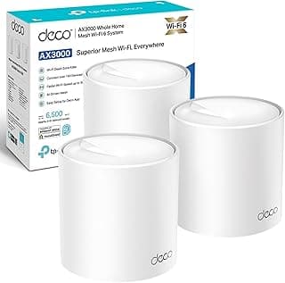 Deco X50 AX3000 Whole Home AI-Driven Mesh Wi-Fi 6 System, Dual-Band with Gigabit Ports, Coverage up to 6,500 ft2, Connect up to 150 devices, 1 GHz Quad-Core CPU, HomeShield Security, Pack of 3