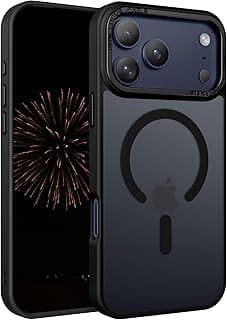 جراب مغناطيسي لـ iPhone 17 Pro مقاس 6.3 بوصة 2025 - جراب شفاف نحيف ومضاد للصدمات مع قبضة آمنة للرجال والنساء - أسود