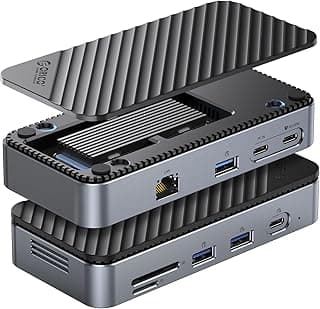 موزع 9 في 1 M2P7 بمنفذ USB C بعلبة M.2 NVMe SSD بـ 10Gbps، قاعدة توصيل بدون أدوات بمروحة مدمجة/جيجابت إيثرنت/شحن سريع 100 وات/منفذ SD/TF/منفذين USB A بـ 5Gbps/USB C 10 Gbps/USB A 10 Gbps من اوريكو