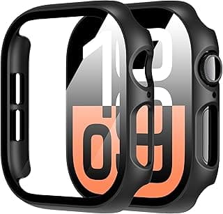 Case with Screen Protector for Apple Watch Series 10 42mm, Bumper Full Coverage Hard PC Overall Protective Cover, Built-in Tempered Glass Film High Sensitivity (Black)