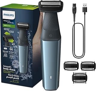Bodygroom Bg3027/03 | Showerproof Groin & Body Trimmer | Body Shaver, 3-Length Combs | 60Min Cordless, Skin Protection, Ergonomic Grip