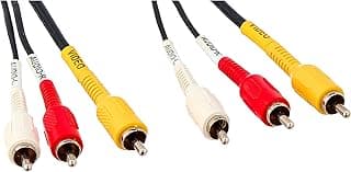 كابل مركب kx 2524 من كابل صوت ار سي ايه وكابل صوت ستيريو وكابل صوت/ فيديو ذكر إلى ذكر من كيندكس، 1.5 م - أسود