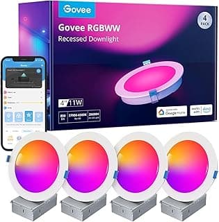 Govee Smart LED Headlight 11 W, RGBWW Lamps 120 mm, Dimmable Ultra Flat Ceiling Spotlights, Compatible with WiFi and Alexa 850 lm, for Bathroom