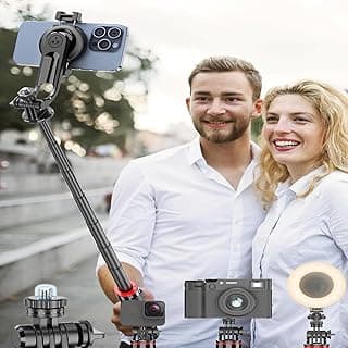حامل ثلاثي القوائم لعصا السيلفي مع ريموت لاسلكي، حامل موبايل محمول متوافق مع ايفون 15 Pro Max/15/14 Pro/14/13، سامسونج S22/ S23 Ultra/هواتف اندرويد (C20) يباع بواسطة Quality Valley