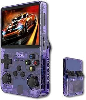 GHAZAL Handheld Game Console, R36S Portable Console Built in Dozens Emulator, Pocket Games Emulator with 3.5inch IPS 640x480 Screen, Support OTG & Memory Card, Violet (64G)
