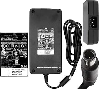 شاحن لاب توب 240 واط GA240PE1-00 PA-9E مزود طاقة ديل M17x R4 M18x X51 بريسيجن M6400 M6500 M6600 M6800 FWCRC Y044M Y047M GA240PE1-00 0J938H J2 2222222 22240H 11H U8 96K 19.5 فولت 12.3 امبير أسود