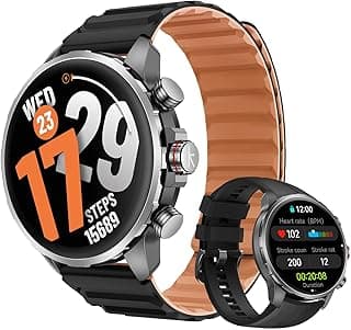 Smartwatch Kr 3 Black 47mm, 1.5" AMOLED HD, GPS, Bluetooth Call & Text, 178 Sports Modes, Health, Fitness & Sleep Tracker, 5ATM Waterproof Fit Men and Women