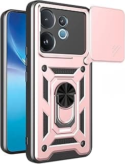 جراب Rugged Armor Cam Shield، مضاد للصدمات مع حماية للكاميرا وحلقة دوران 360 درجة، متوافق مع فيفو V60 5G (روز جولد)