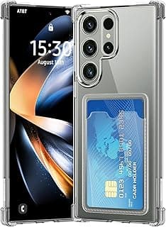 جراب متوافق مع سامسونج Galaxy S26 Ultra شفاف مع حامل بطاقات ومحفظة، جراب سيليكون ناعم مضاد للصدمات مع حماية لعدسة الكاميرا (شفاف)