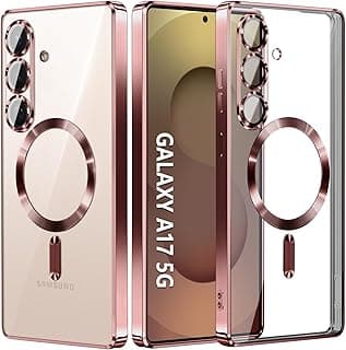 Soft Electroplated Case for Samsung Galaxy A17 5G. Glossy Thin Cover with Clear Back.Built-in Camera Protector funda capa para for A17 5G[No Magsafe] Drop Protection (Rose Gold, A17 5G)