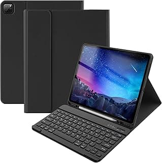 Slim Smart Case with Detachable Keyboard for iPad Air 13 inch & iPad Pro 12.9 inch - Wireless, Compatible with iPad Pro 6th/5th/4th/3rd - Pencil Holder, Black