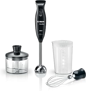 BOSCH Hand Blender CleverMixx – 600 W – QuattroBlade – 4 Stainless Steel Blades – Black/Anthracite – MSM2650B