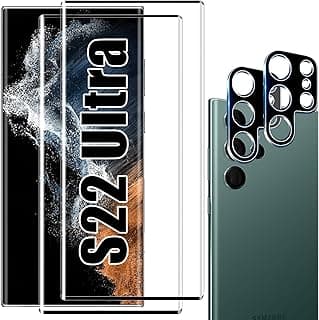 ارشيك [2+2 قطعة] واقي شاشة لهاتف سامسونج Galaxy S22 Ultra، زجاج مقوى 9H، يدعم بصمة الإصبع بالموجات فوق الصوتية، منحني 3D، شفاف عالي الدقة ومقاوم للخدش لهاتف سامسونج Galaxy S22 Ultra 5G