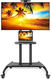 حامل تلفزيون متحرك بعجلات لشاشات 55-80 بوصة بلازما، LED، LCD، OLED، تلفزيونات منحنية - حامل شامل بعجلات