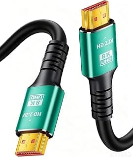 كابل HDMI طول 1.5 متر، 48Gbps 8K@60Hz 4K@120Hz، يدعم HDCP 2.2 و 2.3، DTS:X، HDR 10 متوافق مع Roku TV/eARC/3D/PS5/HDTV/لابتوب/Blu-ray كابل HDMI عالي السرعة