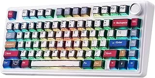 كيبورد ميكانيكي اكس اولا F75 من ليوبوج، كيبورد العاب لاسلكي باضاءة خلفية RGB مع مقبس تبديل سريع ومقبض، مفاتيح ريبر مشحمة مسبقا، بلوتوث/2.4GHz/نوع C، اغطية مفاتيح مانغا بصوت كريمي