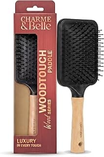 Charm&Bell Wood Touch Hair Brush with Wooden Handle - Broad Frizz Resistant Hair Brush for Styling and Straightening Long Thick Hair