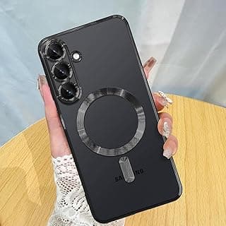جراب مغناطيسي لهاتف سامسونج Galaxy A17، حماية كاملة لعدسة الكاميرا، متوافق مع الشحن اللاسلكي، غطاء هاتف TPU ناعم ومضاد للصدمات (أسود، سامسونج Galaxy A17 4G /سامسونج Galaxy A17 5G)