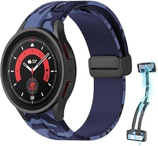 حزام متوافق مع ساعة سامسونج Galaxy Watch 7 FE 6 5 4 مقاس 40mm 44mm/Watch 6 Classic مقاس 43mm 47mm/5 Pro مقاس 45mm/4 Classic مقاس 42mm 46mm، سوار سيليكون بمشبك مغناطيسي بدون فجوات