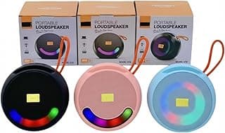 سماعة بلوتوث لاسلكية محمولة HR-116B مع إضاءة RGB LED، مكبر صوت ميني بيس، راديو USB TF FM، تصميم مدمج للمنزل والسفر - متعددة الألوان