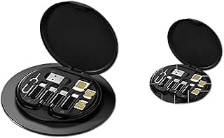 مجموعة كابلات USB - شحن سريع ونقل بيانات متعدد الوظائف مع حافظة محولات (C إلى Lightning وMicro USB) - قطعتين