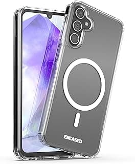 جراب مغناطيسي مصمم لسامسونج Galaxy A55 5G (متوافق مع MagSafe وملحقاته)، جراب شحن لاسلكي (شفاف)