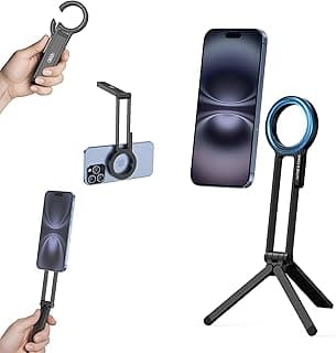 Magnetic Tripod for iPhone, Portable Cellphone Tripod Strong Suction Pocket Mini Phone Tripods Stand Magnet Phone Mount Compatible with iPhone 16 15 14 13 12 Series