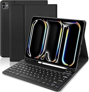 Keyboard Case for iPad Pro 13 inch 2024 M4, Protective Case with Pencil Holder and Detachable Wireless Keyboard for iPad Pro 13 inch (Black)