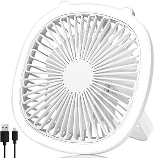 مروحة مكتب صغيرة، مروحة طاولة تعمل بالبطارية مع إضاءة LED، 6 بوصة قابلة للشحن USB، هادئة جداً، 3 سرعات لغرفة النوم والمكتب والمنزل