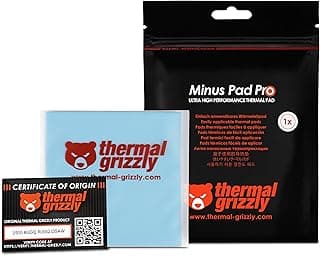 Thermal Grizzly Minus Pad Pro – Thermal Interface Pad, 100x100x2.0mm, Electrically Non-Conductive, High Thermal Conductivity & Compressibility for SSDs, GPUs & Electronics
