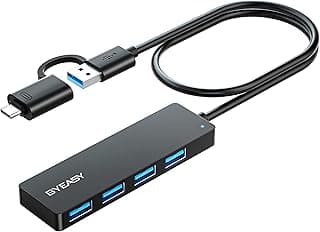 موزع USB سي الى USB 3.0 مع 4 منافذ وكابل تمديد بطول 2 قدم من بي واي ايزي، مقسم USB محمول رفيع للغاية لماك بوك وماك برو/ميني واي ماك وPs4 وسيرفس برو وXPS والكمبيوتر والفلاش ميموري وسامسونج وغيرها