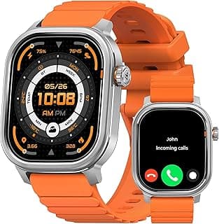 PULSE Smartwatch with AMOLED Display, Fitness & Health Tracking, Waterproof Design, Bluetooth Smart Watch for Android & iOS -Orange Strap